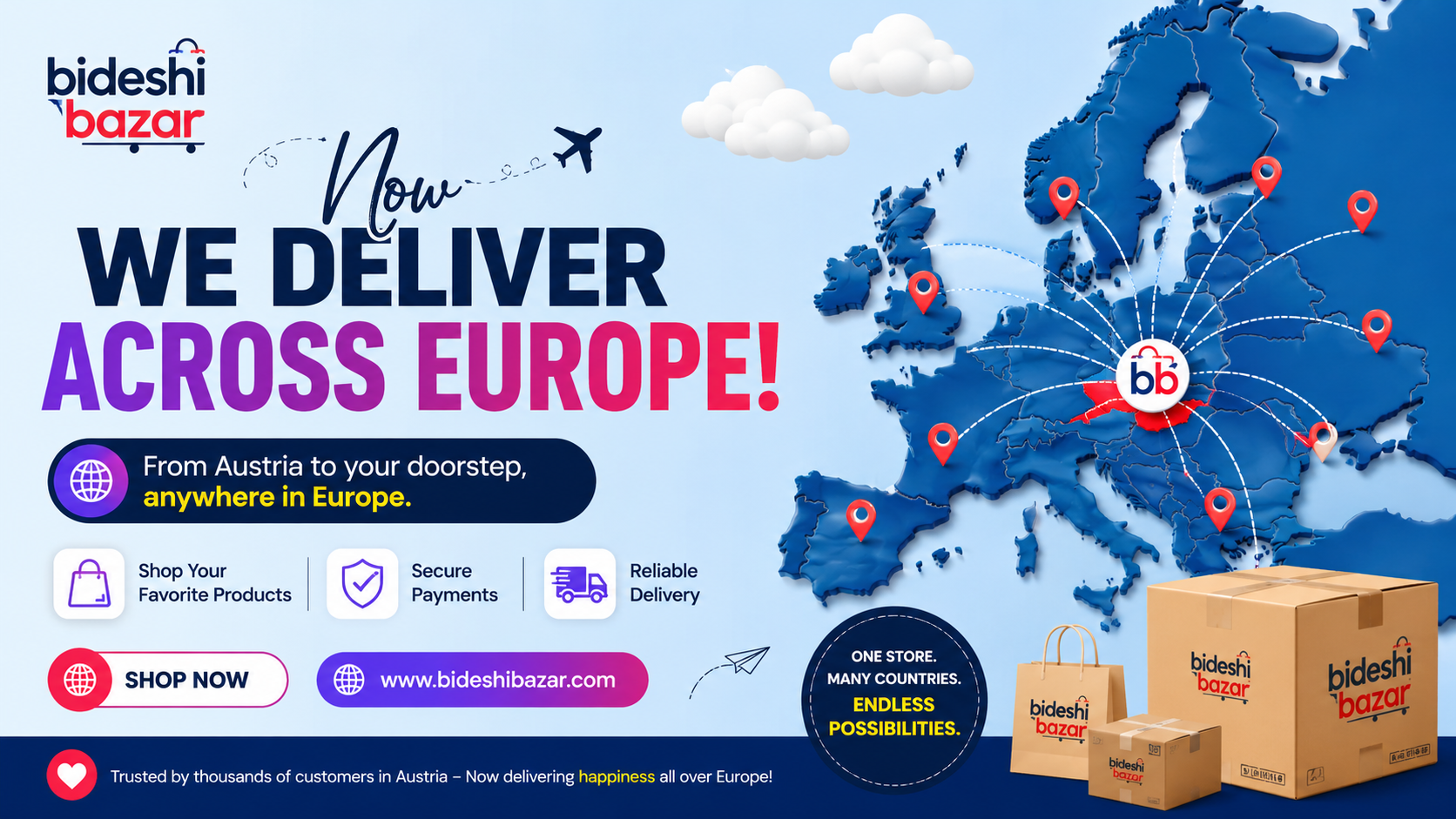 🎉 Great News! Bideshi Bazar Now Delivers Across Europe 🇪🇺